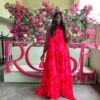 Colored Crepe Flowy Midi Dress.    Contact for Pricing
